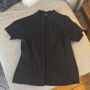 Lafayette 148 NY Black Collared Blouse Size 8 | Career Chic |